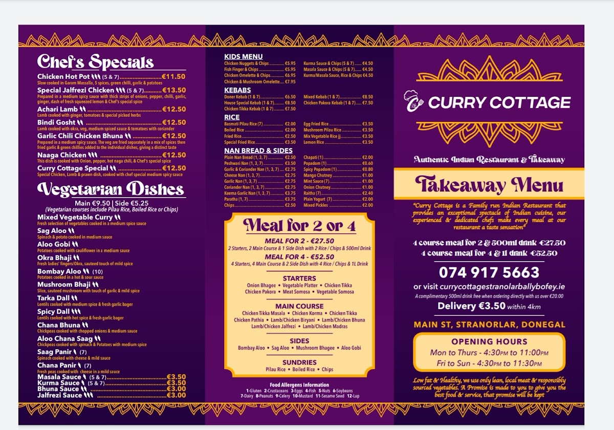 Menu Curry Cottage Indian Restaurant Stranorlar Ballybofey-9